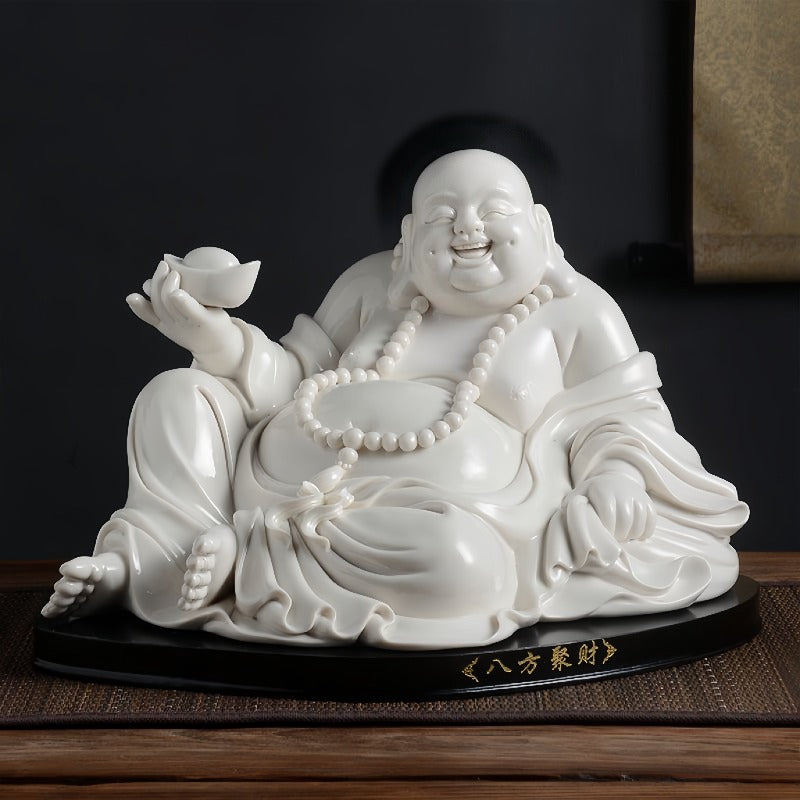 Gather Wealth From All SidesWhite Ceramics Maitreya Bodhisattva