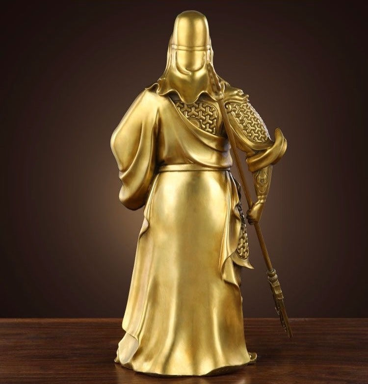 Guan Di Brass Statue With Sword Downwards
