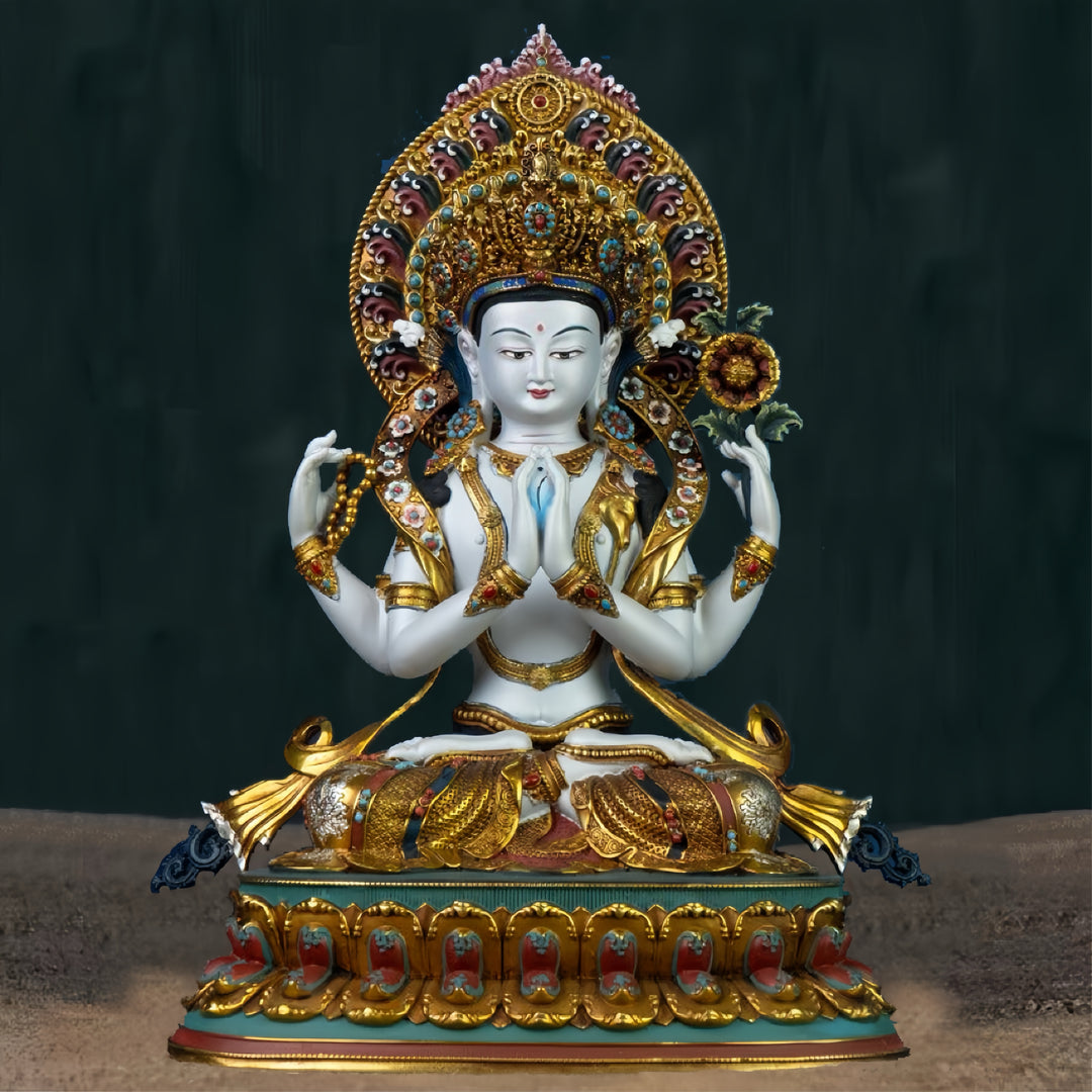 Hand Painted Four Armed Guanyin Ornament