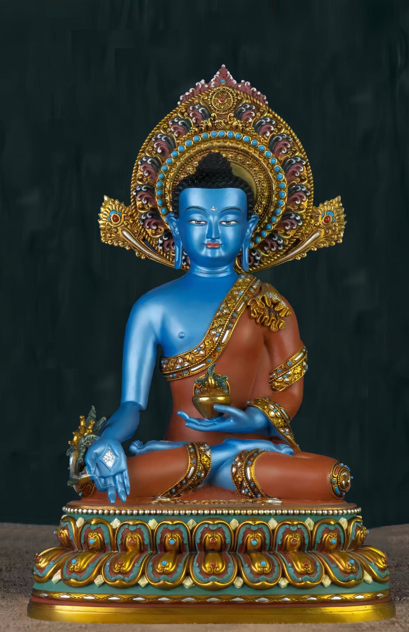 Hand Painted Bronze Medicine Buddha Ornament