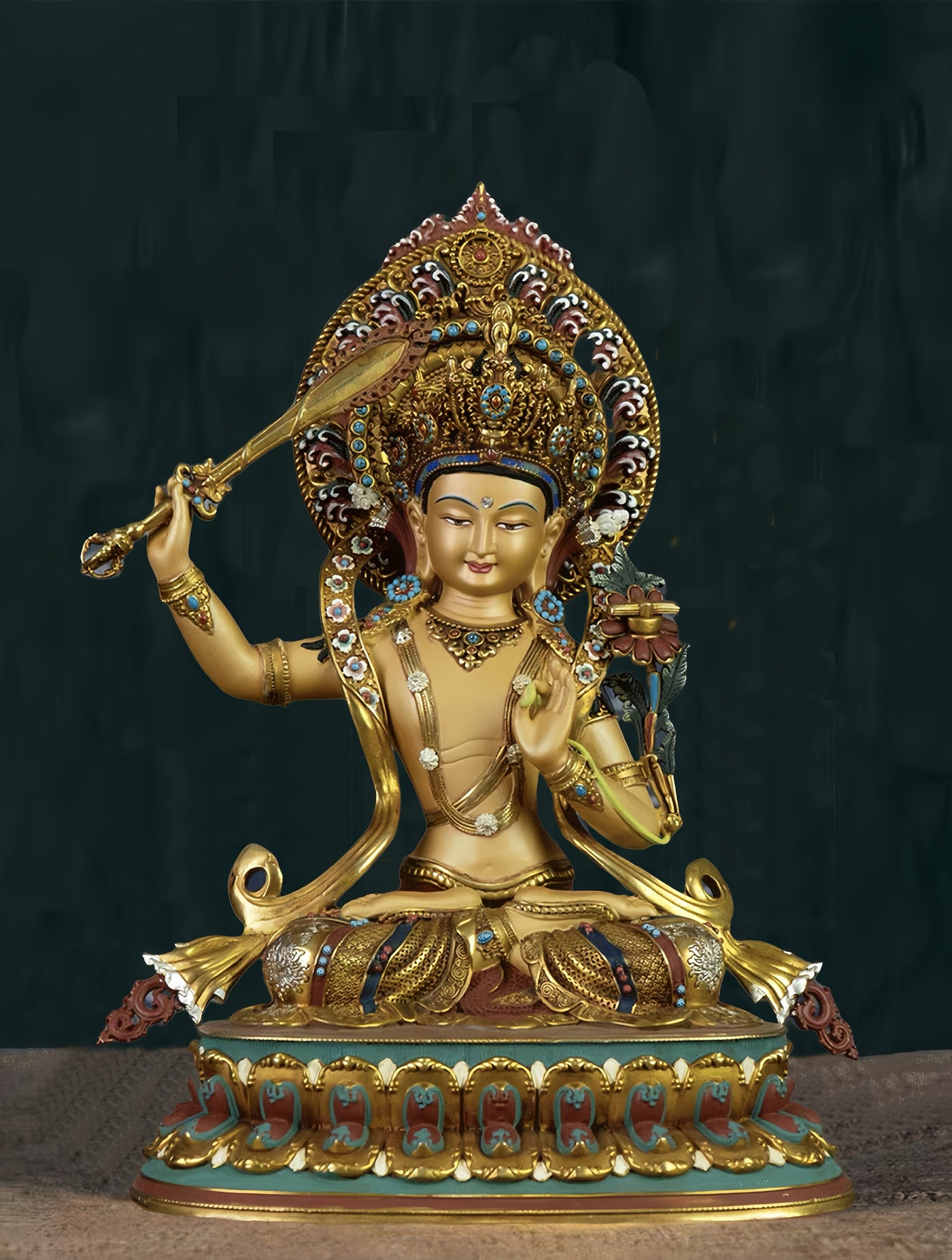 Hand Painted Bronze Manjushri Ornament