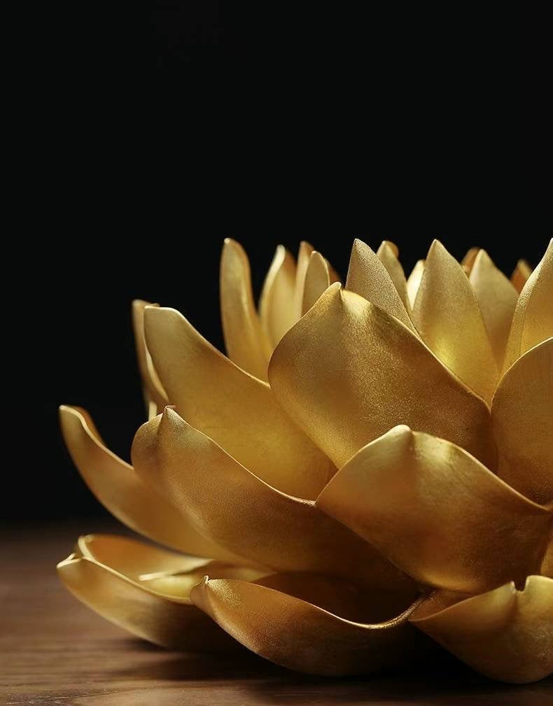 Golden Imperial Lotus Ceramic Handmade Incense Holder