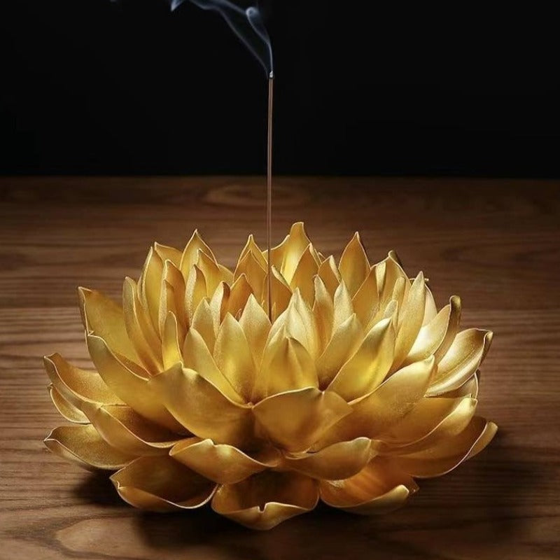 Golden Imperial Lotus Ceramic Handmade Incense Holder