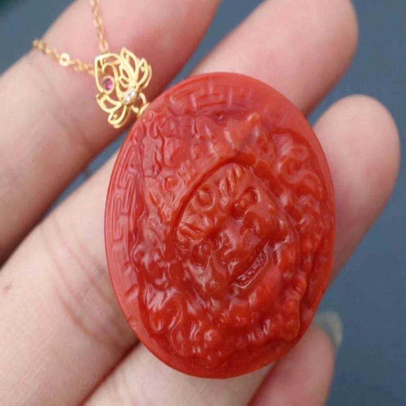 18k South Red Agate Mahākāla Pendant  South Red Agate Mahākāla Pendant in 18k Gold  Exquisite 18k Mahākāla Pendant with South Red Agate  Authentic Mahākāla Pendant in 18k Gold with Red Agate  Premium 18k Gold Mahākāla Pendant featuring South Red Agate  Stunning South Red Agate Mahākāla Pendant in 18k Gold  Handcrafted 18k Gold Mahākāla Pendant with South Red Agate  Luxurious Mahākāla Pendant crafted in 18k 