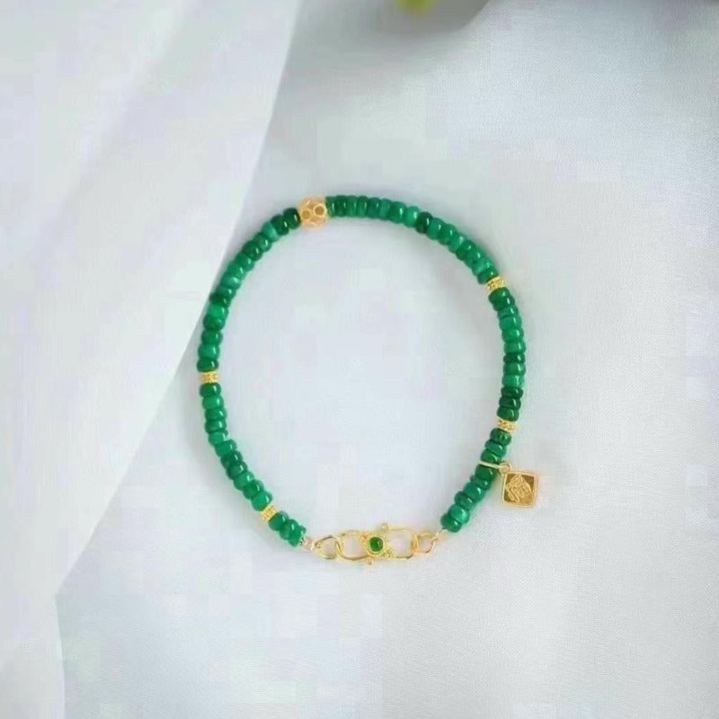 Green Jadeite Abacus Bead Bracelet