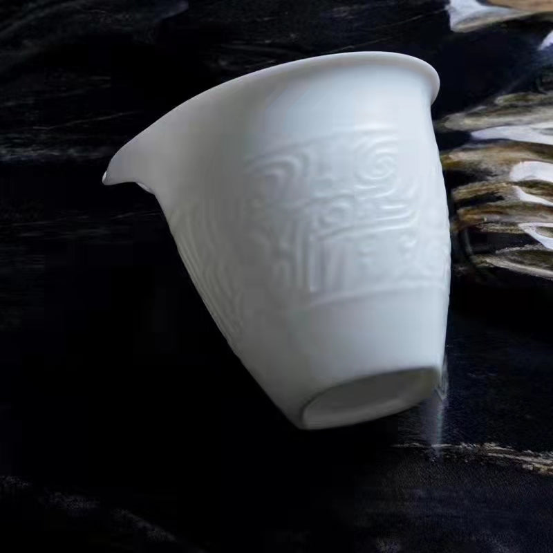 White Porcelain Bronze Pattern Tea Set