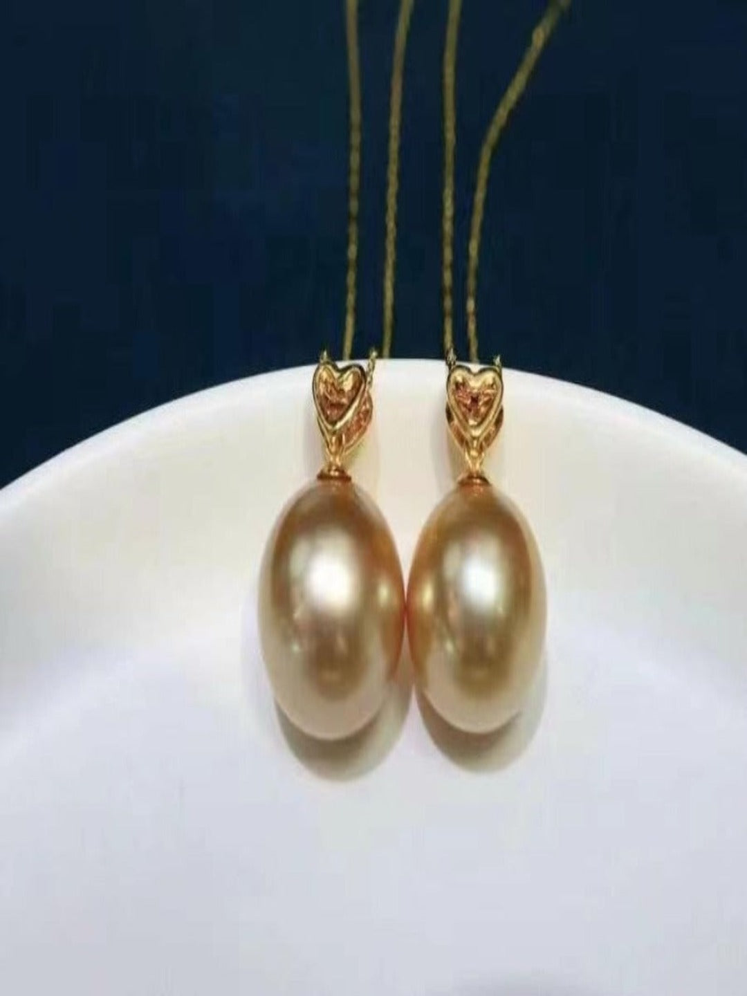 Natural South Sea Gold Pearl Bead Heart Pendant