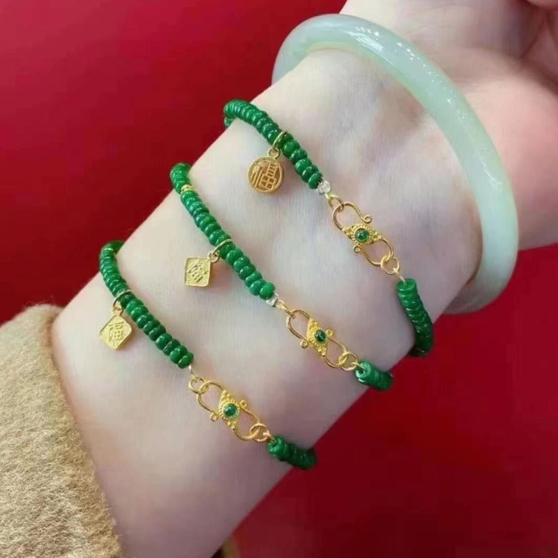 Green Jadeite Abacus Bead Bracelet