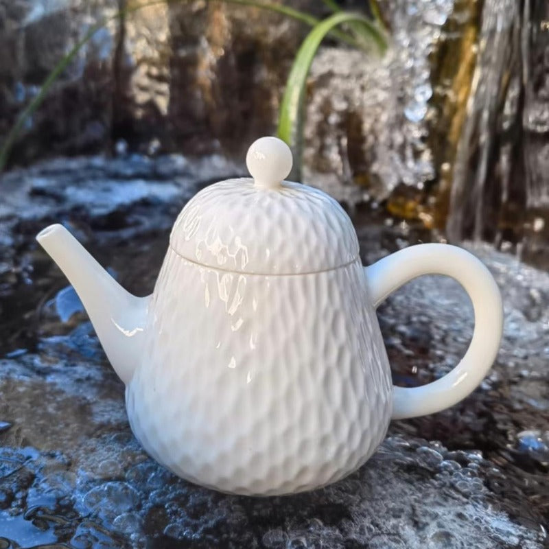 White Porcelain Yuan Bao Teapot