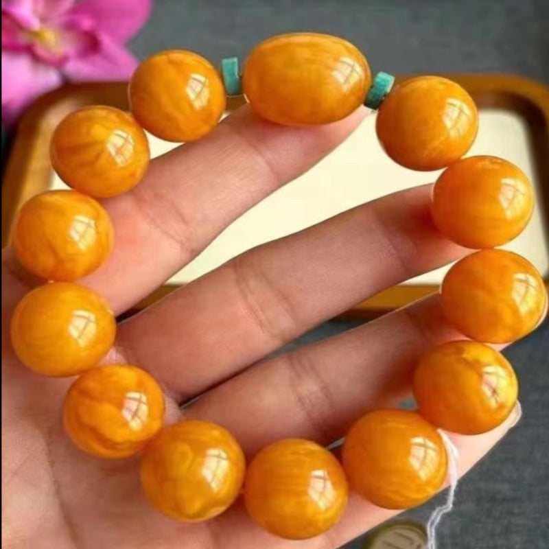 Collection Grade Natural Reflux Chicken Oil Yellow Presbyopic Wax Bracelet