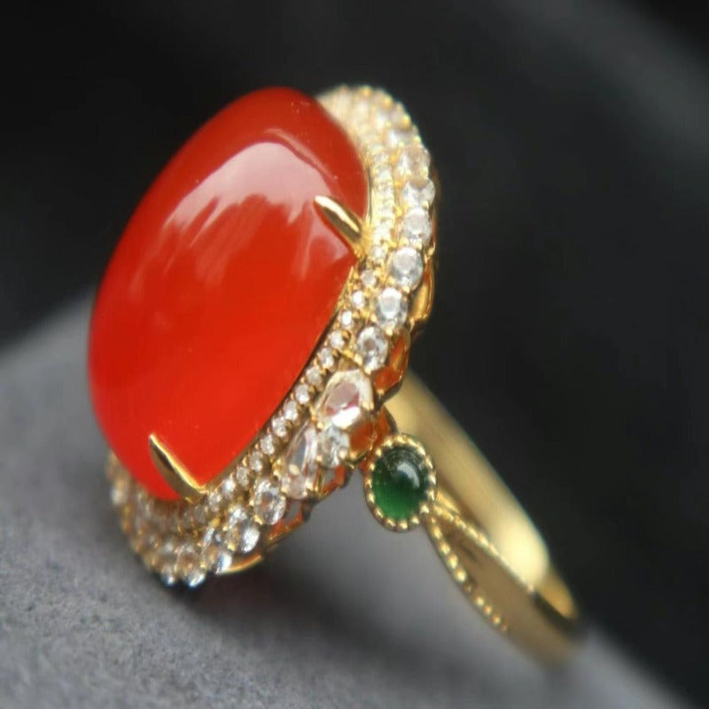 South Red Agate Ring And Pendant For Dual Purpose