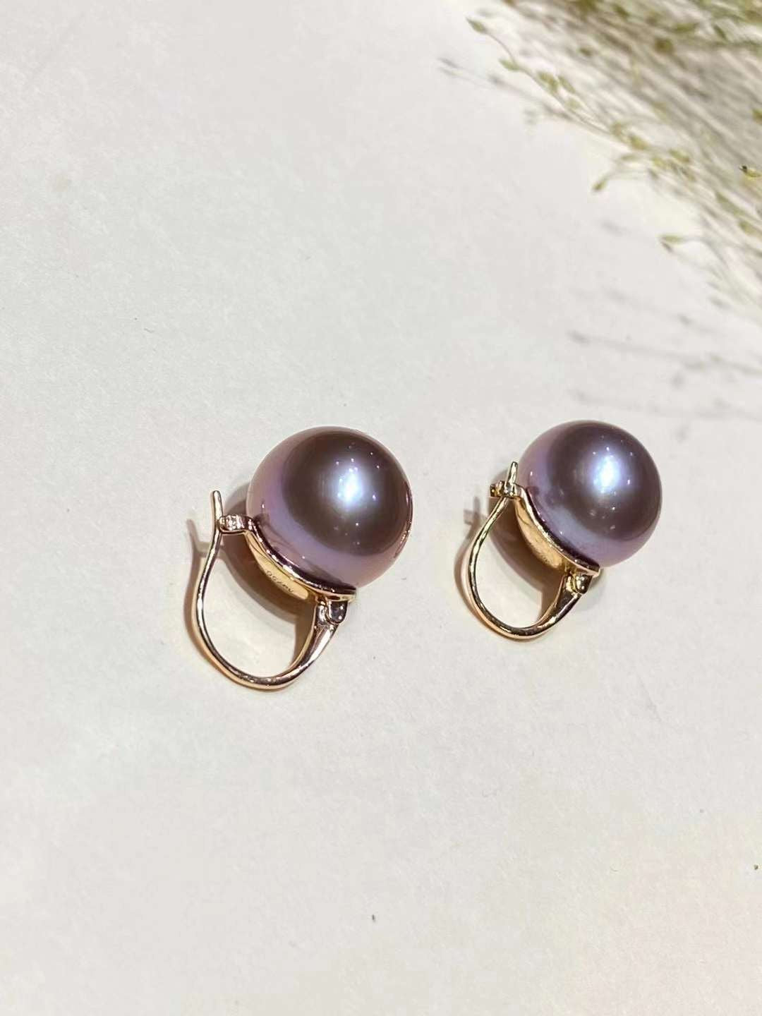 Natural Purple Pearl Earrings