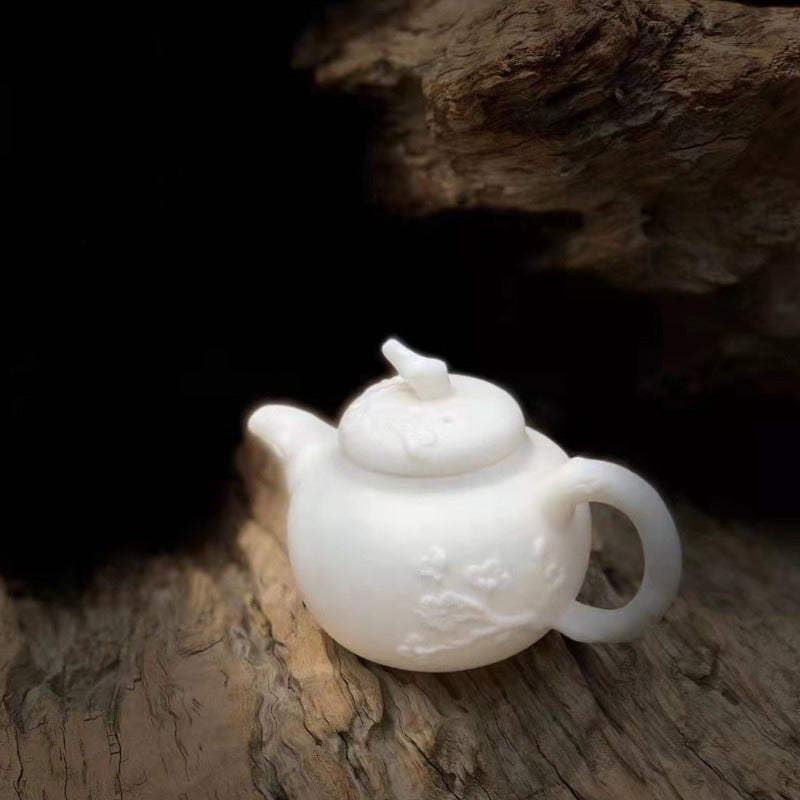Hand Made White Porcelain Plum Blossom Teapot