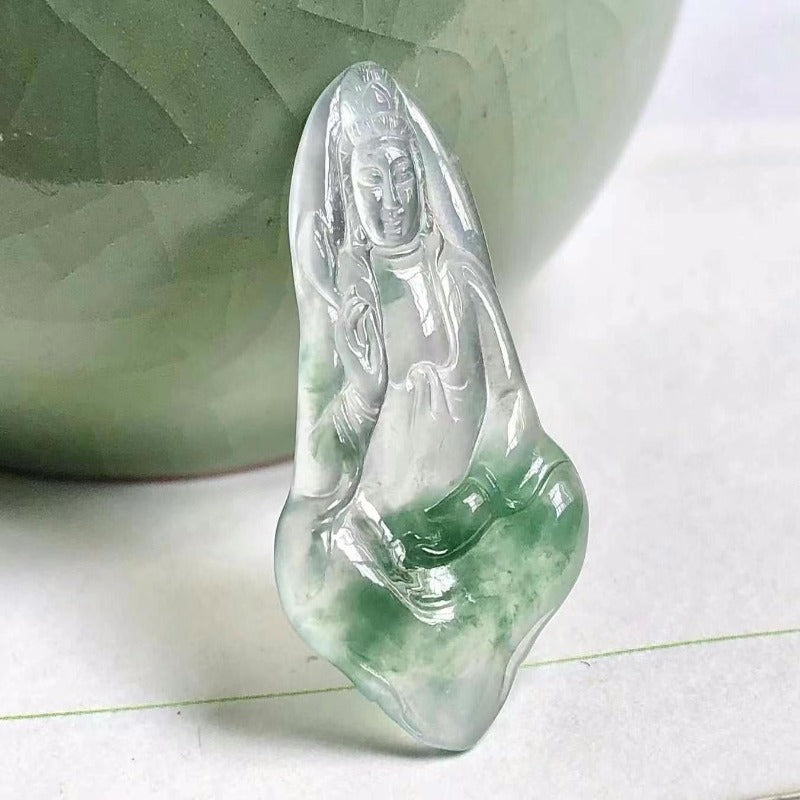 Ice Species Jadeite Avalokitesvara Bodhisattva Pendant
