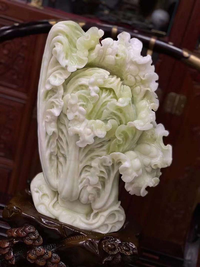 Hand-Carved Jade Cabbage Ornament