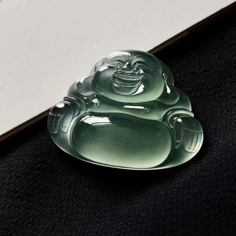 Sunny Green Ice Emerald Maitreya Buddha Pendant