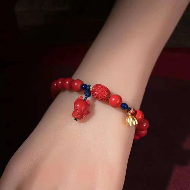 Cinnabar Entirely Handcrafted Items Linghu Protector Bracelet