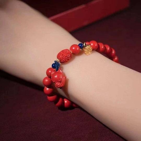 Cinnabar Entirely Handcrafted Items Linghu Protector Bracelet