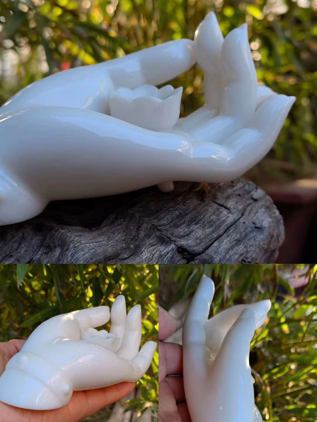 White Porcelain Buddha Hand Incense Holder