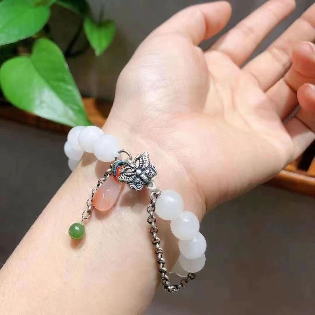 Natural Hetian White Jade Bracelet
