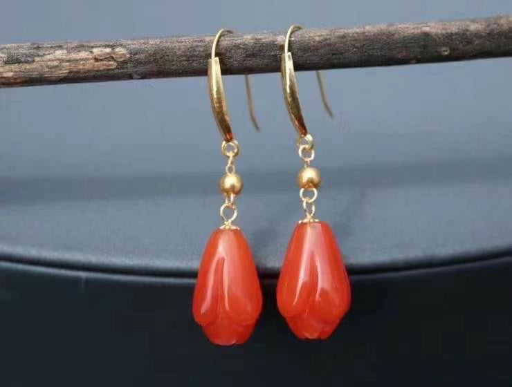 Natural South Red Agate Earrings